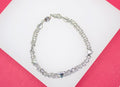 18K Rhodium Filled Designed Double Clip Bracelet With Hearts