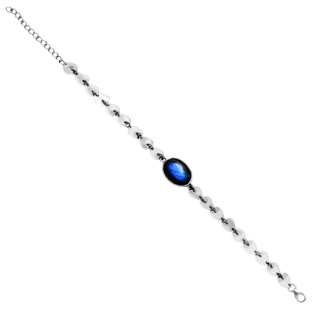Premium Quality Heart - Blue Fire Labradorite Bracelet B-1044 24-EB10112