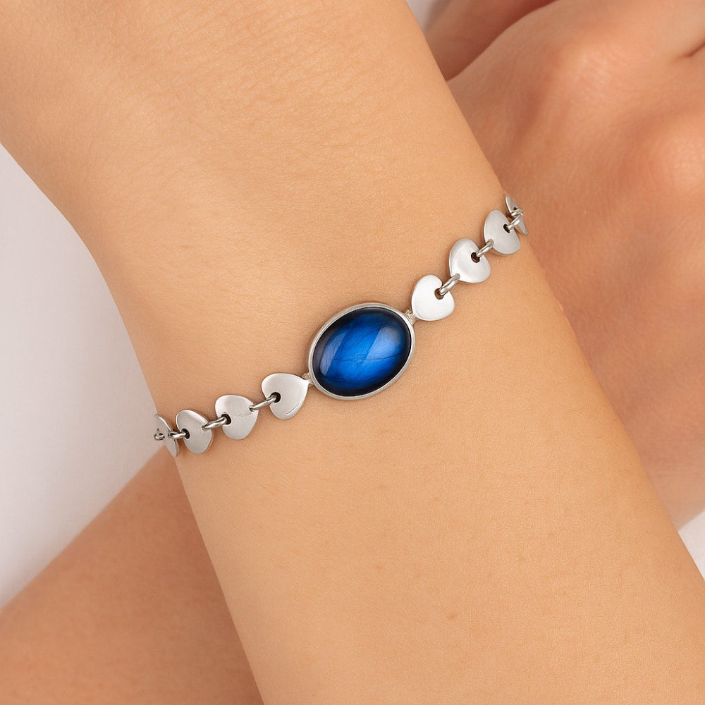 Premium Quality Heart - Blue Fire Labradorite Bracelet B-1044 24-EB10112