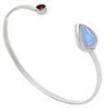 Premium Quality Rainbow Moonstone, Garnet Cuff Bangle Bracelet B-1004 26-EB10123