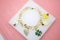 18K Gold Filled Flower Leaf Nature Charms Bracelet (I405)
