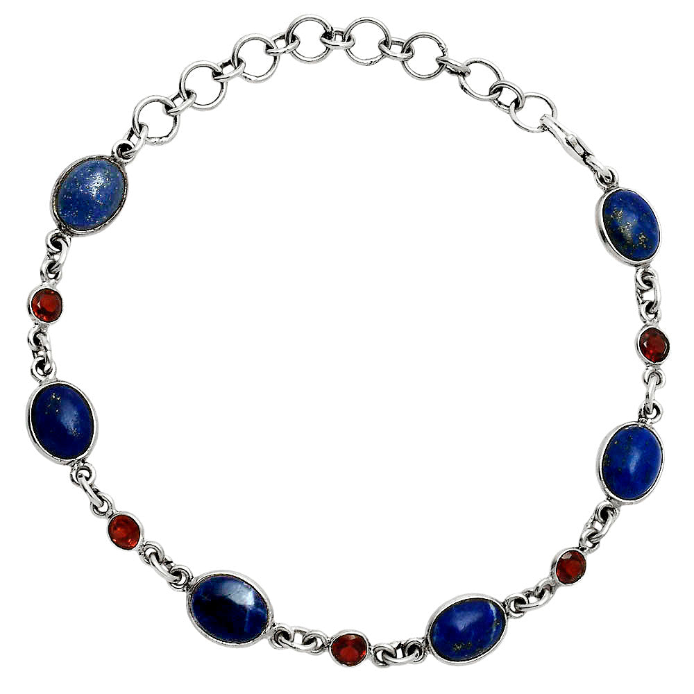 Premium Quality Lapis Lazuli - Afghanistan & Garnet Bracelet B-1006 42-EB10492