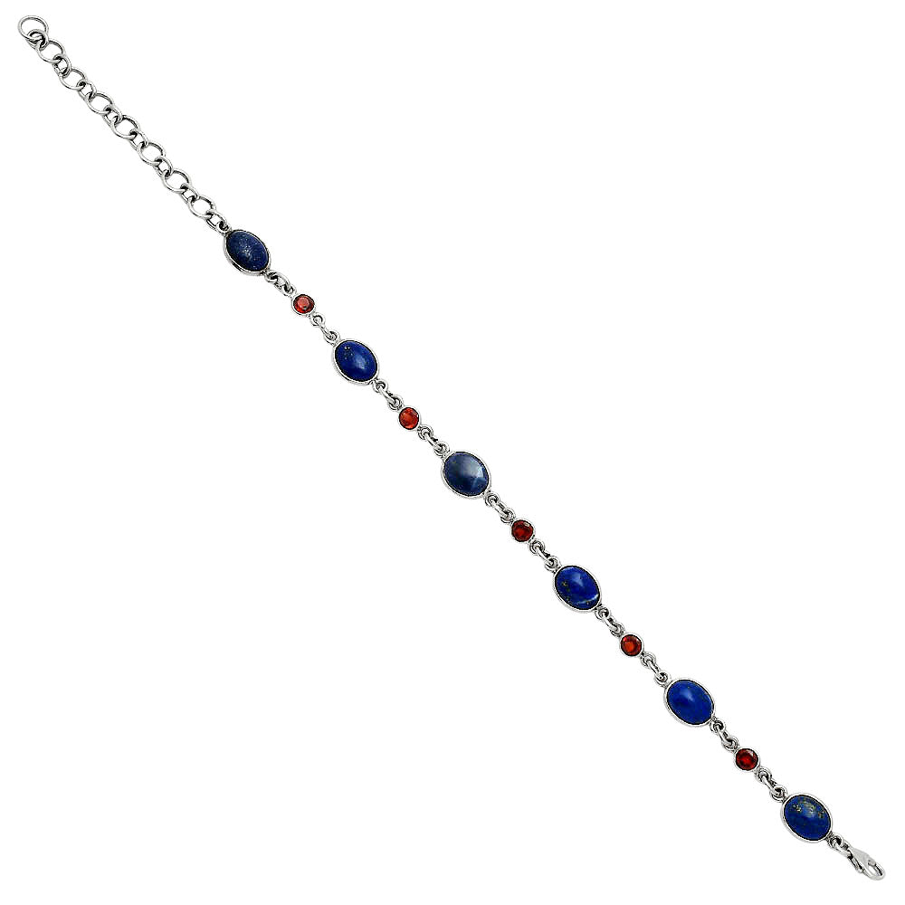 Premium Quality Lapis Lazuli - Afghanistan & Garnet Bracelet B-1006 42-EB10492