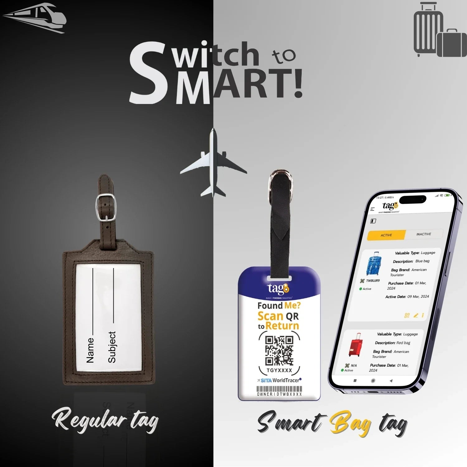 Smart Bag Security Tag -  Croatia Flag [Pack 2]